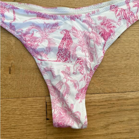 MC2 Saint Barth - Jungle Print Bralette Bikini Top & Bottoms in White & Pink - Picture 3 of 6